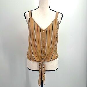 UEC Guess tan striped tank top XS tie waist, working buttons